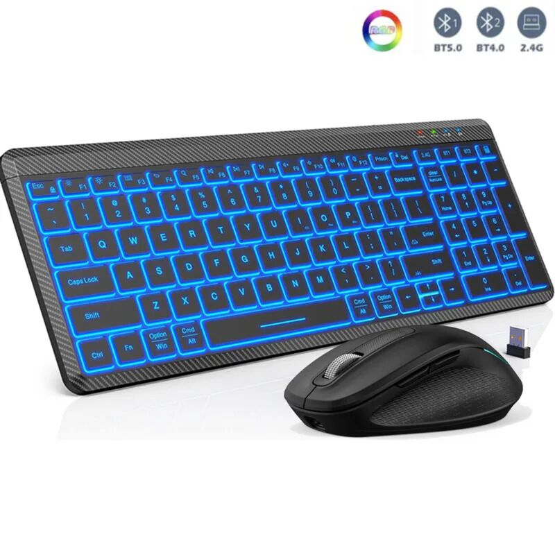 Беспроводной комплект клавиатура и мышь JOMAA, 2.4G + Bluetooth, аккумуляторные, RGB-подсветка, тихие клавиши