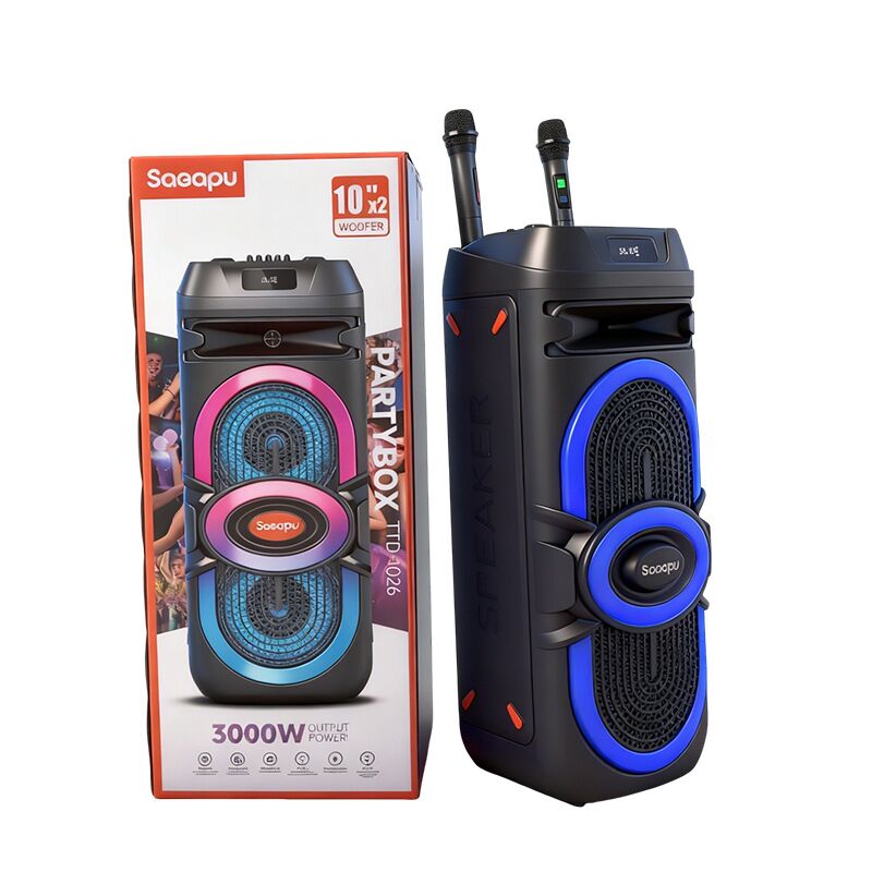 Колонка для караоке SAEAPU TTD-1026, 2 динамика по 10 дюймов, 2 микрофона, 50 Вт, Bluetooth 5.3