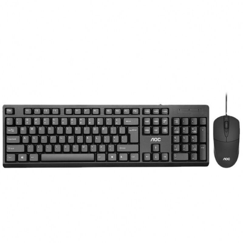 Комплект проводной клавиатуры и мыши AOC KM160, USB, 1600 dpi, для офиса, дома и ноутбука