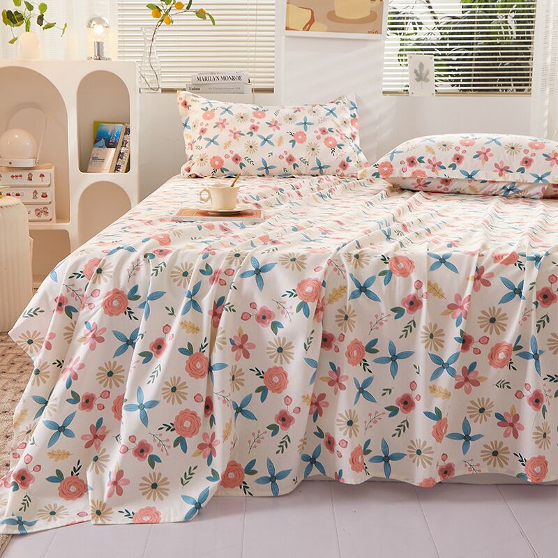 Простыня из 100 % хлопка класса A, саржа 40S, цветочный принт, 120×230 – 270×230 см, с наволочками или без
