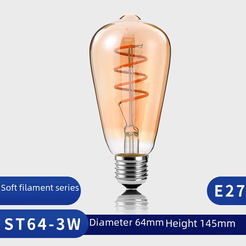 Филаментная LED-лампа Эдисона в стиле ретро, гибкая нить, 4 Вт, E27/E14, 2200 K
