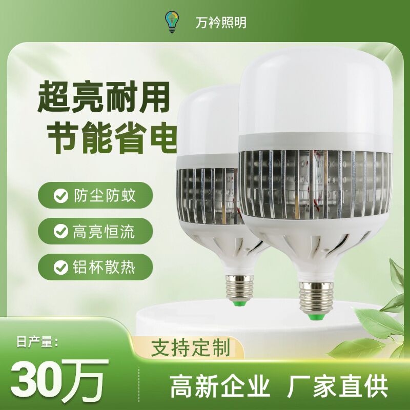 Светодиодная лампа Wanjing высокой мощности, цоколь E27, 50–200 Вт, 6500 K, с ребристым радиатором