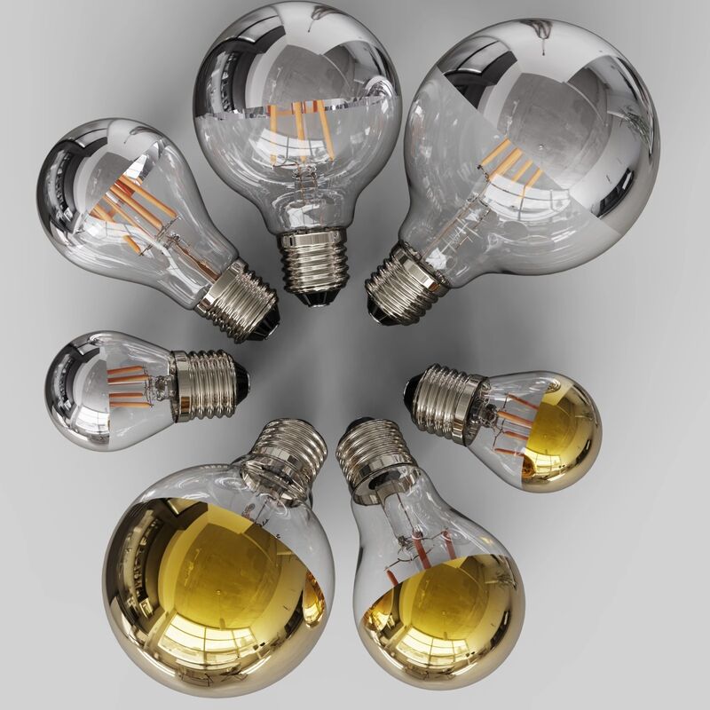 Филаментная LED-лампа S14 с зеркальным верхом, A60/G45–G125, E27/E14, 4 Вт, 2700 K, серебро или золото