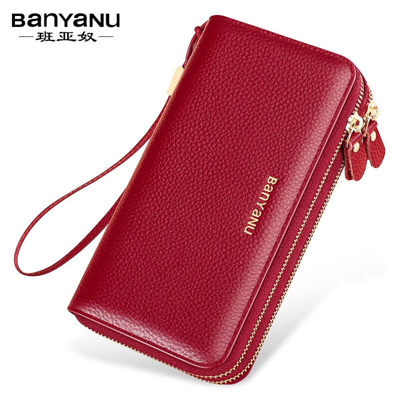 Женский длинный кошелёк-клатч Banyanu BYN-9009 из натуральной кожи, две молнии, защита RFID