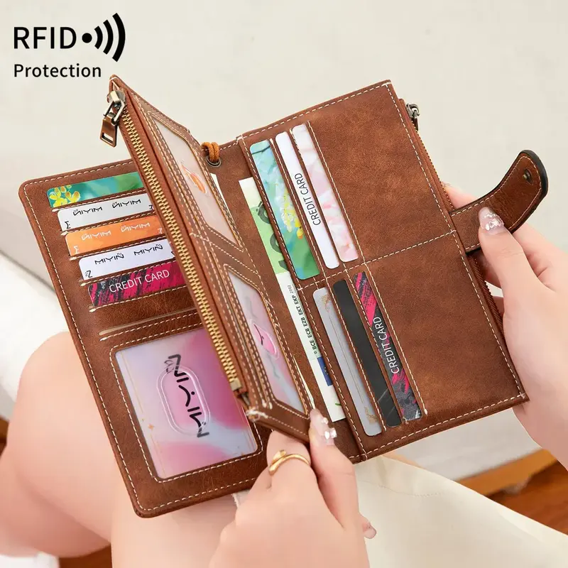 Женский кошелёк Xiangyin QB355 с защитой RFID, тройное сложение, экокожа PU, 19,8×10,5 см