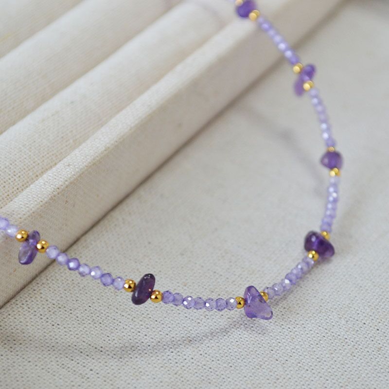 Колье miya sophia jewelry из бусин аметиста неправильной формы, чокер 40+5 см, ручная работа