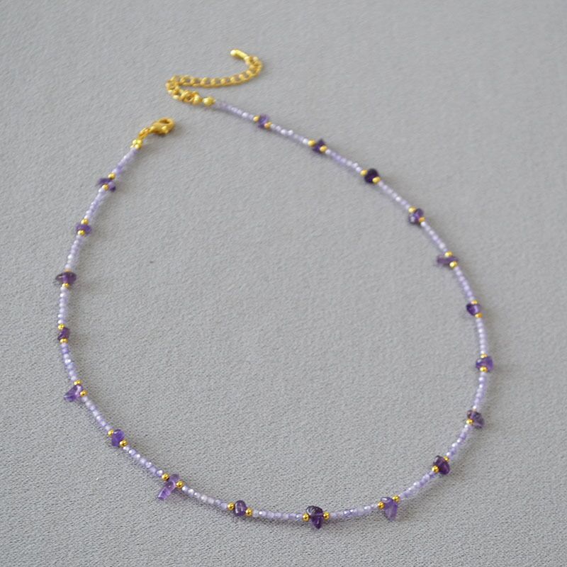 Колье miya sophia jewelry из бусин аметиста неправильной формы, чокер 40+5 см, ручная работа