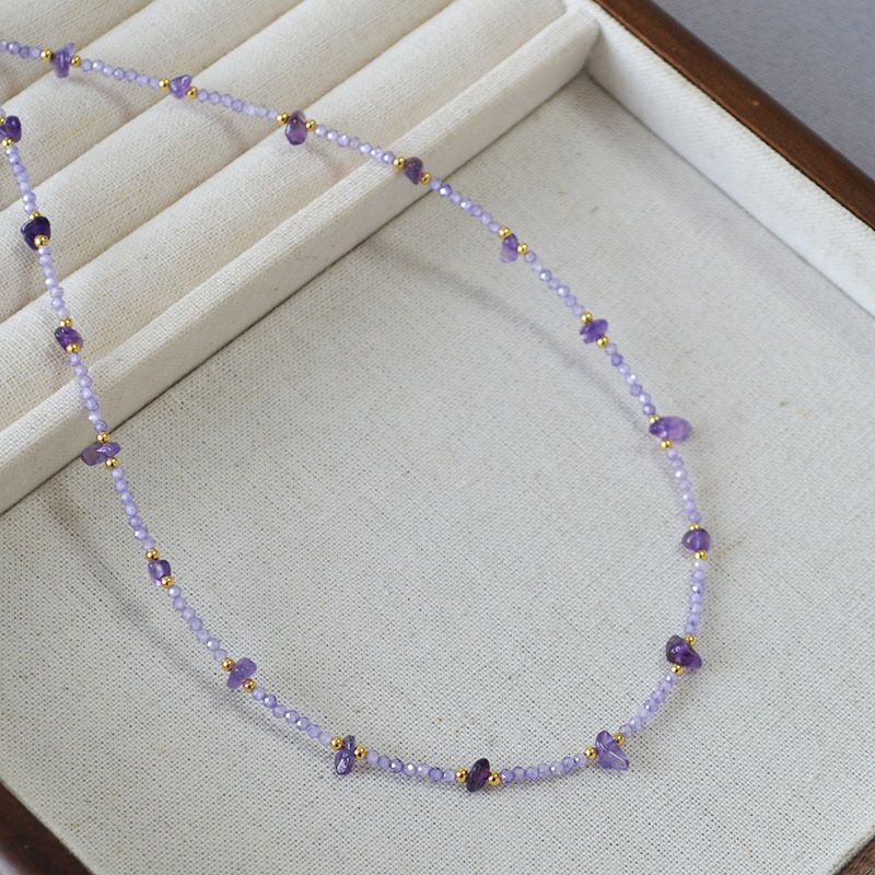 Колье miya sophia jewelry из бусин аметиста неправильной формы, чокер 40+5 см, ручная работа