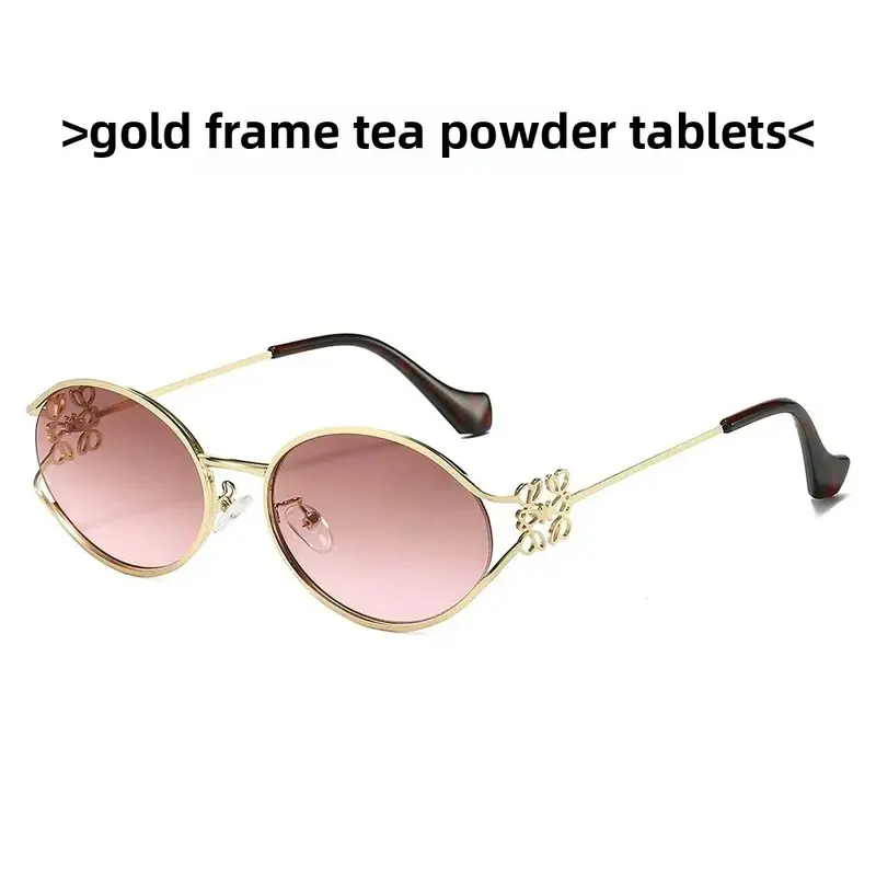 Солнцезащитные очки женские 3722 в маленькой овальной металлической оправе, ретро, UV400