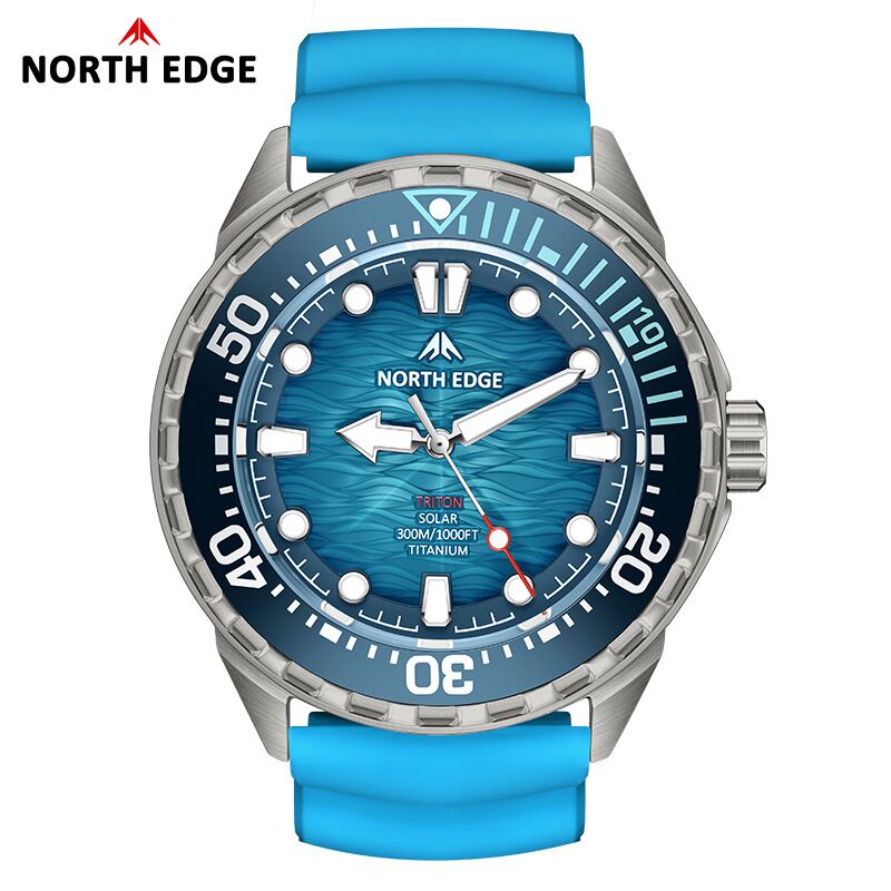 Мужские часы North Edge Triton-Ti с солнечной зарядкой, титановый корпус, водозащита 300 м