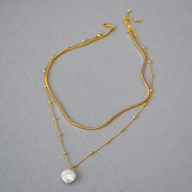 Колье miya sophia jewelry с барочным жемчугом на цепочке-змейке, многослойное