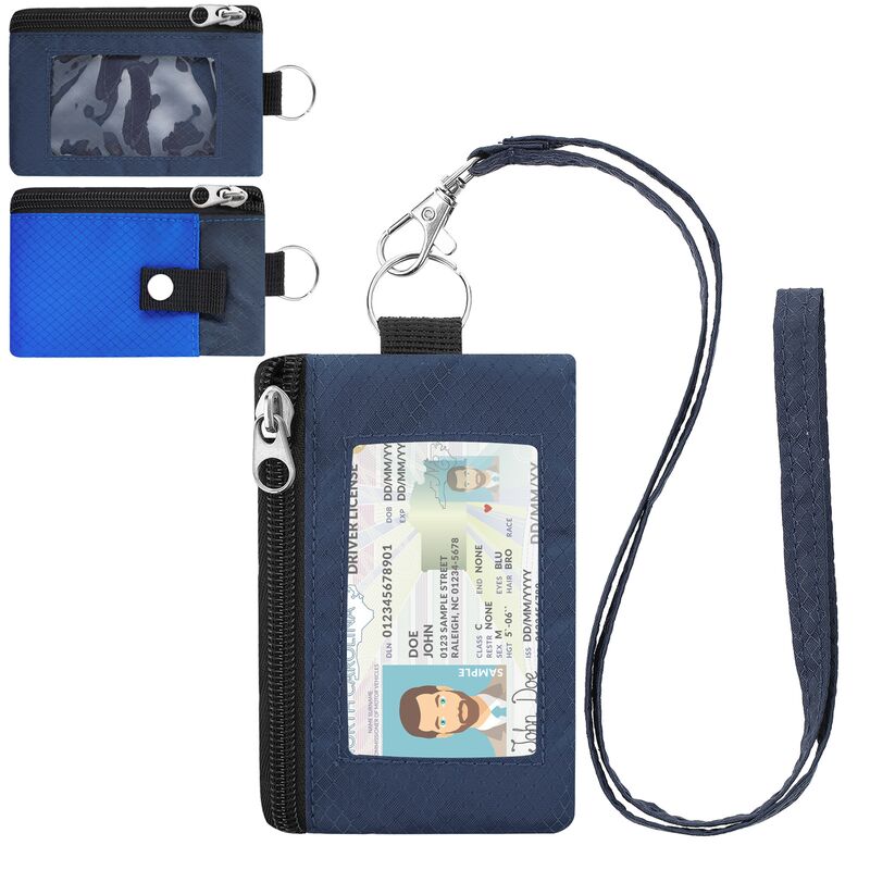 Мини-кошелёк картхолдер с кольцом для ключей, RFID-защита, ультратонкий, можно носить на шее, канвас