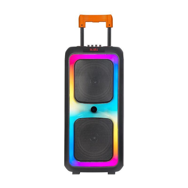 Колонка на колёсах LONGLIAN NDR-1097, 2 динамика 8″, беспроводной микрофон, LED-подсветка, пульт