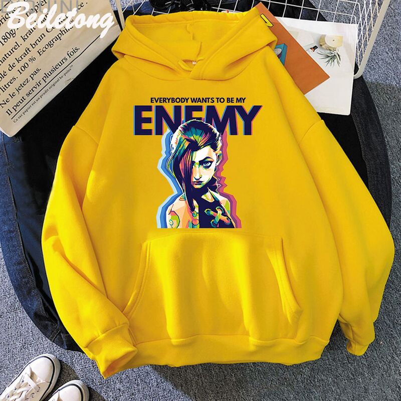 Толстовка Qimengyang Jinx Arcane ENEMY с графическим принтом, женская, свободный крой
