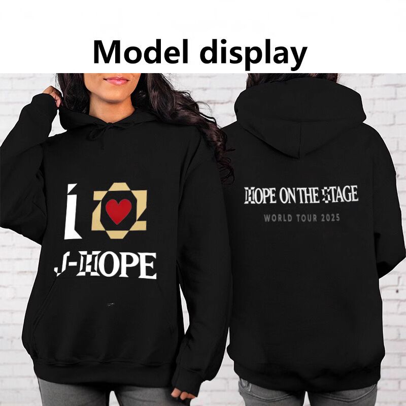 Худи с принтом j-hope HOPE ON THE STAGE, свободный крой, капюшон, длинный рукав