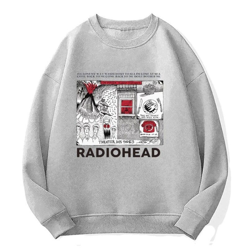 Толстовка Radiohead в винтажном стиле, свободный крой, хлопок, европейские размеры XS–XXXL