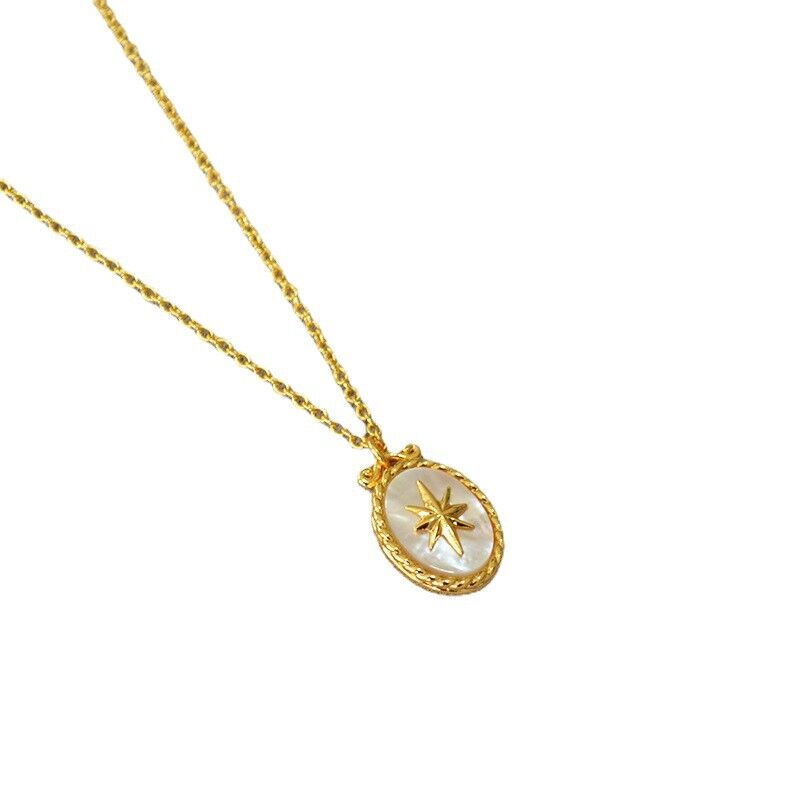 Колье-чокер Miya Sophia Jewelry с подвеской «Полярная звезда», перламутр, латунь с позолотой, 39+5 см
