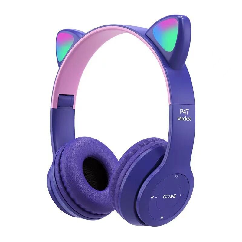 P47M — детские складные беспроводные наушники «кошачьи ушки», Bluetooth 5.0, накладные