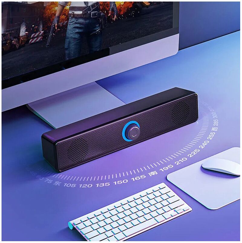 Настольная колонка-саундбар для компьютера и ноутбука, питание USB, AUX или AUX + Bluetooth 5.0, 5 Вт