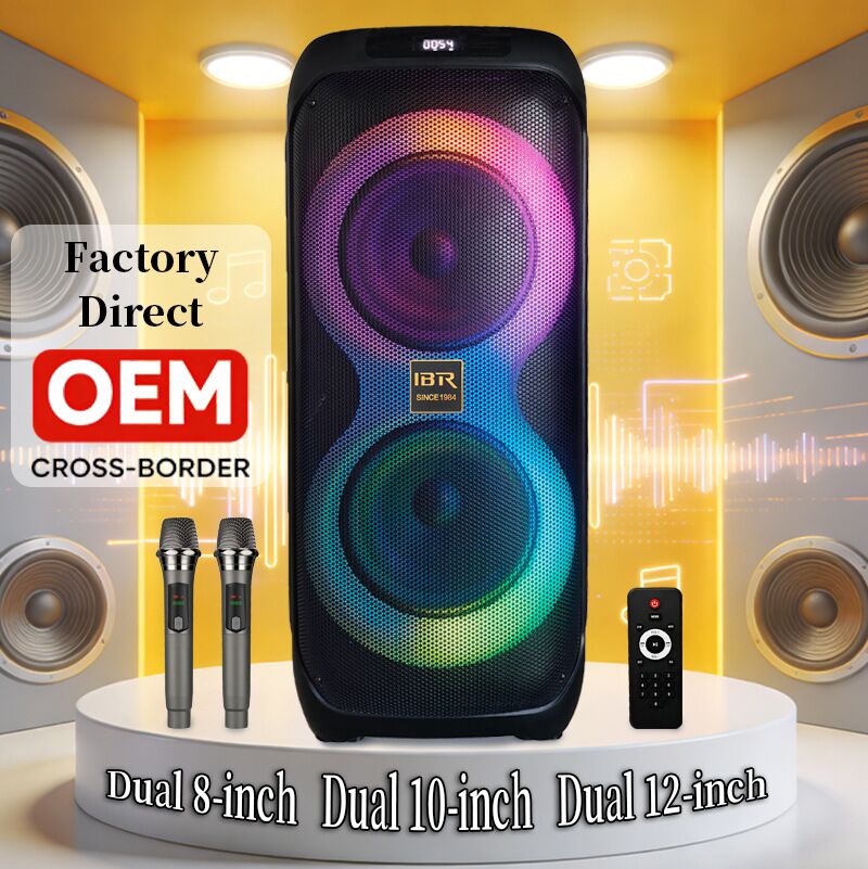 Колонка для вечеринок IBR QJ-2869A с микрофоном, 2 динамика 8–12 дюймов, 60–120 Вт, Bluetooth 5.2, пульт ДУ
