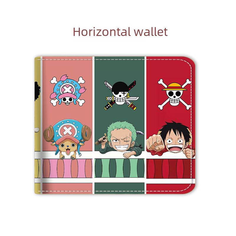 Короткий кошелёк с принтом аниме One Piece, отделения для карт, монетница на молнии, ПВХ