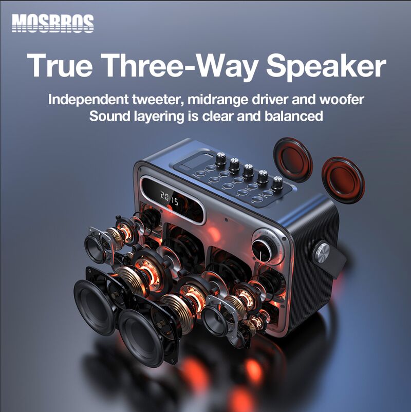 Портативная колонка MOSBROS KaraBass 12K, 120 Вт, Bluetooth 5.3, IPX5, 8 динамиков, пульт ДУ