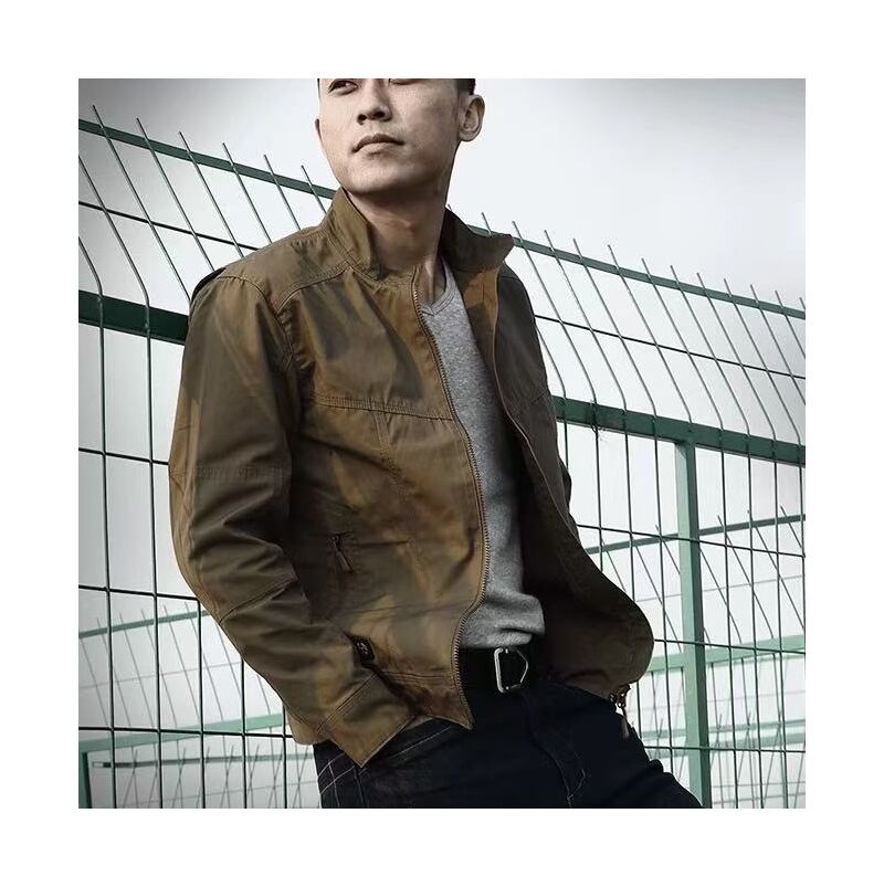 Мужская куртка в стиле workwear с воротником-стойкой, на молнии, с подкладкой, ветрозащитная
