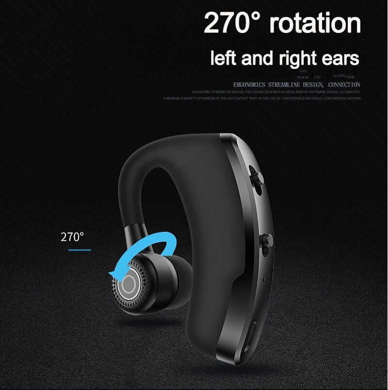 Наушник V12 Bluetooth, заушный, моно, с индикатором заряда на кейсе, IPX5