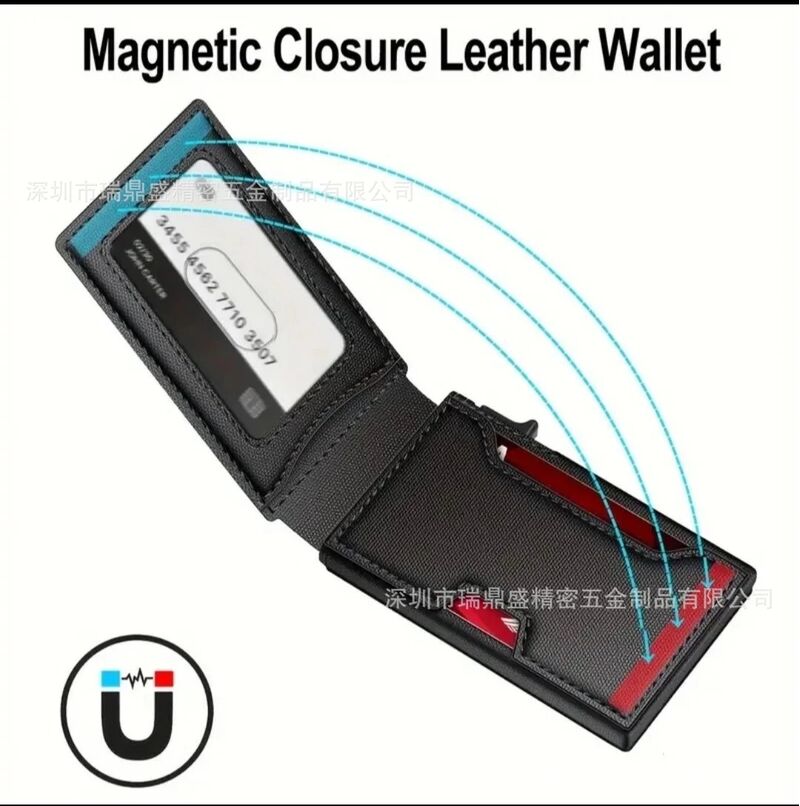 Мужской тактический кошелёк с RFID-защитой, в два сложения, с магнитом и выдвижным картхолдером