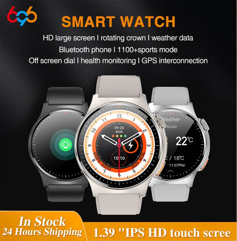 Смарт-часы QW49 с ЭКГ+PPG, экраном 1,39″, звонками по Bluetooth и вращающейся кнопкой