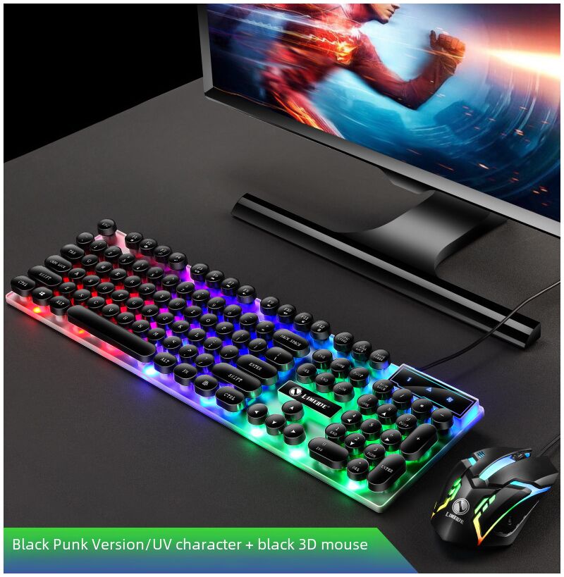LIMEID GTX300 — проводной игровой комплект клавиатура и мышь с подсветкой и круглыми ретро-клавишами